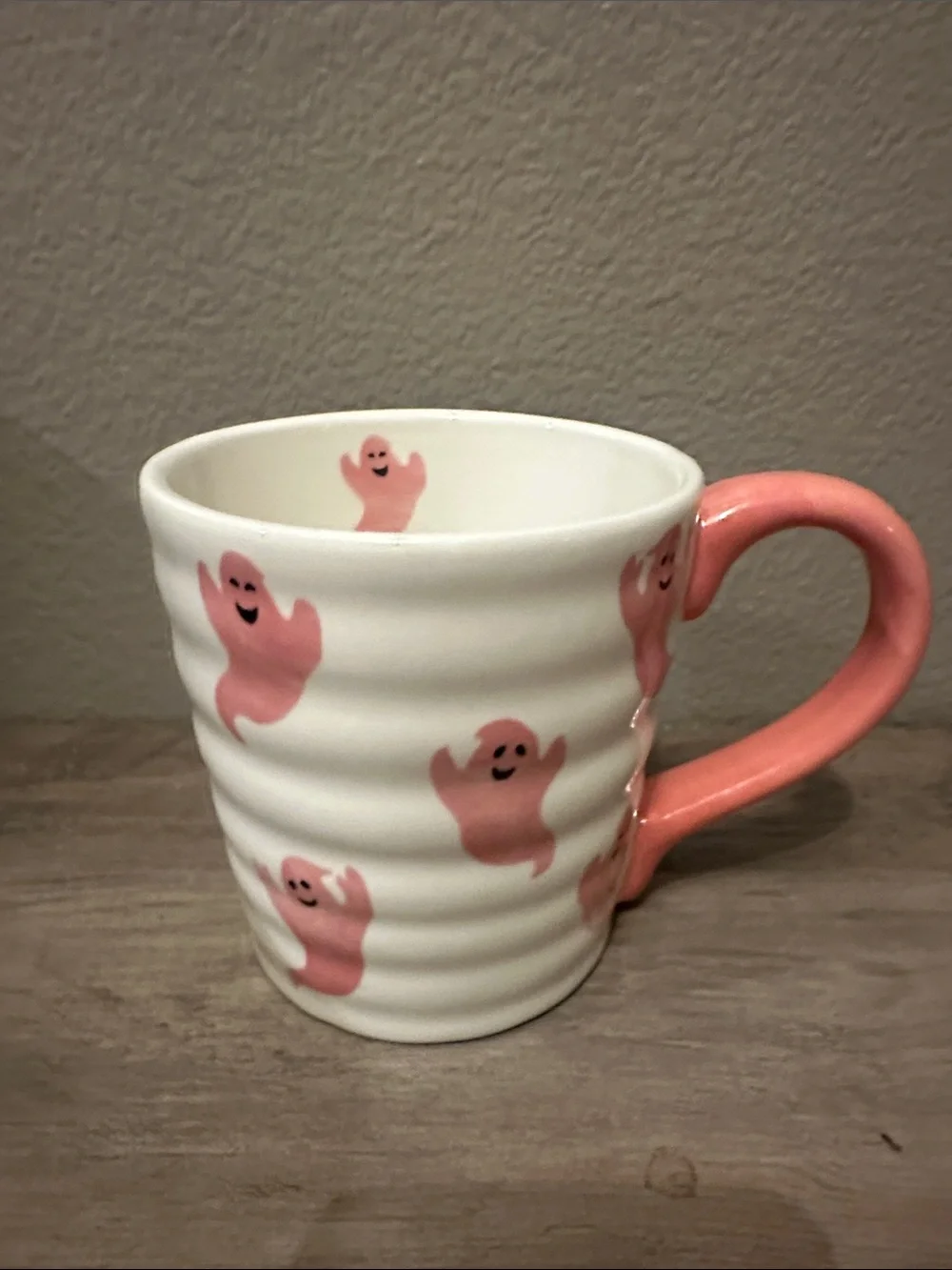 Pink Ghost Pattern Ceramic Mug